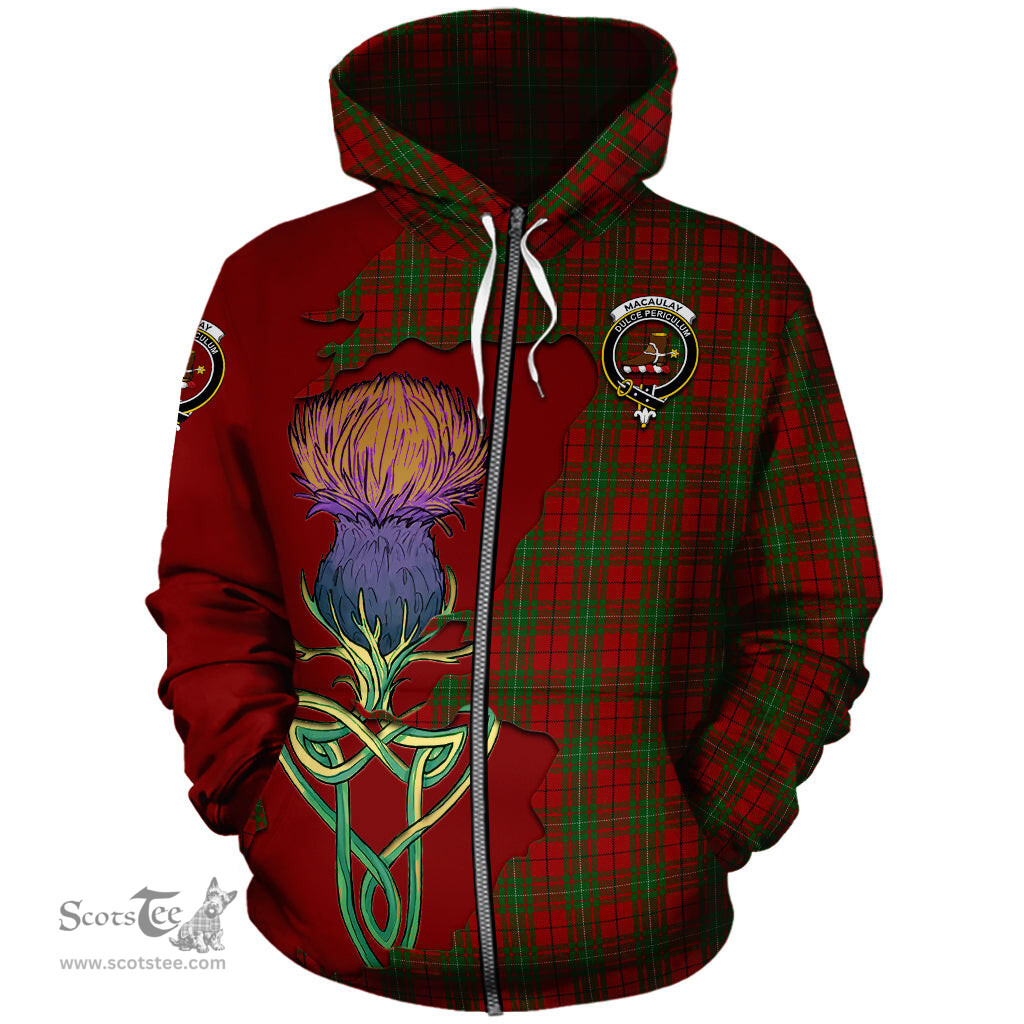 Scottish MacAulay Clan Tartan Crest with Thistle and Scotland Map Tartan Plaid Hoodie Scottish Plaid Tartan Plaid - ScotsTee - scotstee.com