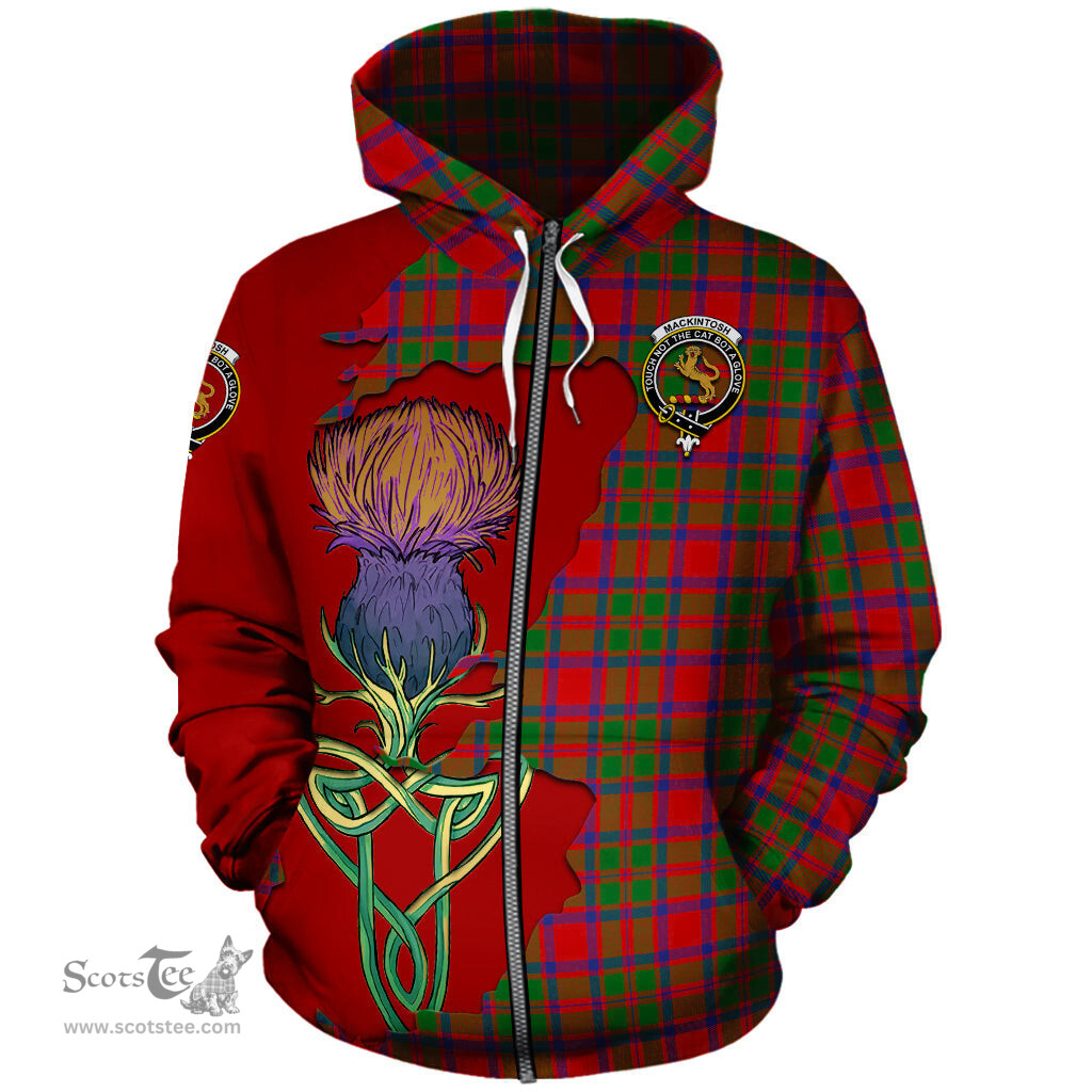 Scottish MacKintosh Modern Clan Tartan Crest with Thistle and Scotland Map Tartan Plaid Hoodie Scottish Plaid Tartan Plaid - ScotsTee - scotstee.com