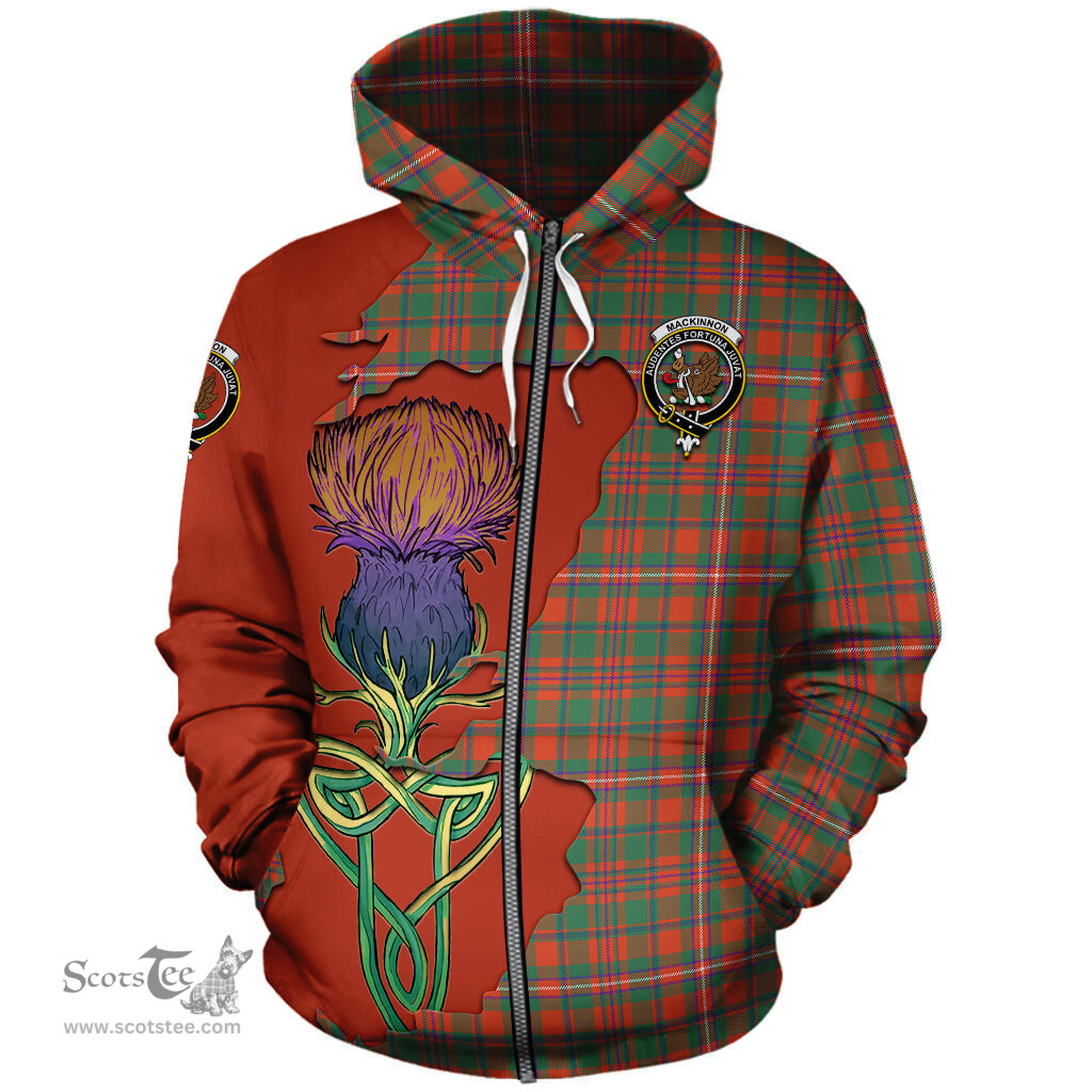Scottish MacKinnon Ancient Clan Tartan Crest with Thistle and Scotland Map Tartan Plaid Hoodie Scottish Plaid Tartan Plaid - ScotsTee - scotstee.com