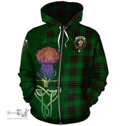 Scottish Kirkaldy Clan Tartan Crest with Thistle and Scotland Map Tartan Plaid Hoodie Scottish Plaid Tartan Plaid - ScotsTee - scotstee.com