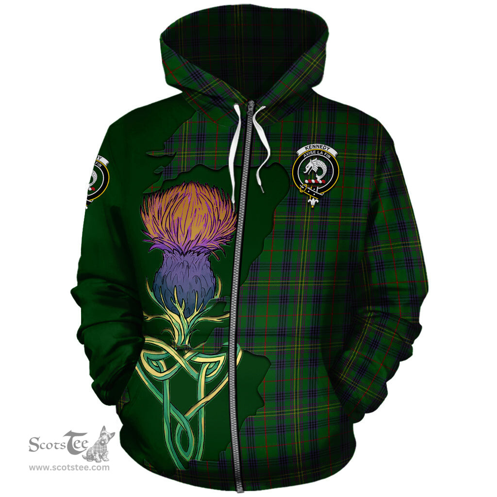 Scottish Kennedy Clan Tartan Crest with Thistle and Scotland Map Tartan Plaid Hoodie Scottish Plaid Tartan Plaid - ScotsTee - scotstee.com