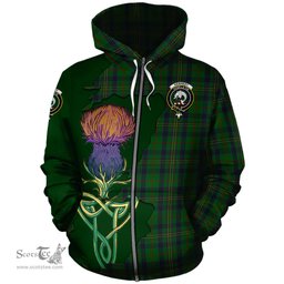 Scottish Kennedy Clan Tartan Crest with Thistle and Scotland Map Tartan Plaid Hoodie Scottish Plaid Tartan Plaid - ScotsTee - scotstee.com