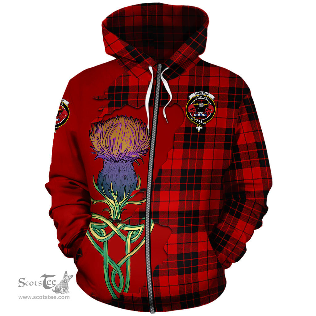 Scottish MacLeod of Raasay Clan Tartan Crest with Thistle and Scotland Map Tartan Plaid Hoodie Scottish Plaid Tartan Plaid - ScotsTee - scotstee.com