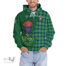 Scottish Kennedy Ancient Clan Tartan Crest with Thistle and Scotland Map Tartan Plaid Hoodie Scottish Plaid Tartan Plaid - ScotsTee - scotstee.com