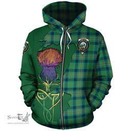 Scottish Kennedy Ancient Clan Tartan Crest with Thistle and Scotland Map Tartan Plaid Hoodie Scottish Plaid Tartan Plaid - ScotsTee - scotstee.com
