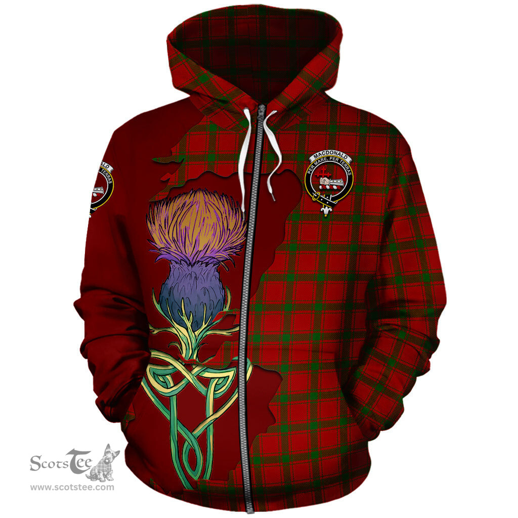 Scottish MacDonald of Sleat Clan Tartan Crest with Thistle and Scotland Map Tartan Plaid Hoodie Scottish Plaid Tartan Plaid - ScotsTee - scotstee.com