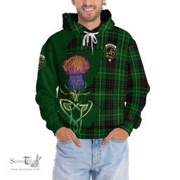 Scottish MacAulay of Lewis Clan Tartan Crest with Thistle and Scotland Map Tartan Plaid Hoodie Scottish Plaid Tartan Plaid - ScotsTee - scotstee.com
