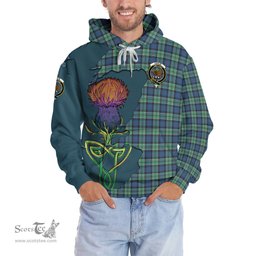 Scottish Leslie Hunting Ancient Clan Tartan Crest with Thistle and Scotland Map Tartan Plaid Hoodie Scottish Plaid Tartan Plaid - ScotsTee - scotstee.com