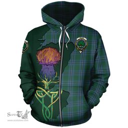 Scottish Irvine of Drum Clan Tartan Crest with Thistle and Scotland Map Tartan Plaid Hoodie Scottish Plaid Tartan Plaid - ScotsTee - scotstee.com