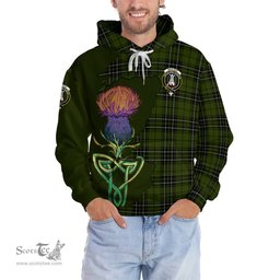 Scottish MacLean Hunting Clan Tartan Crest with Thistle and Scotland Map Tartan Plaid Hoodie Scottish Plaid Tartan Plaid - ScotsTee - scotstee.com