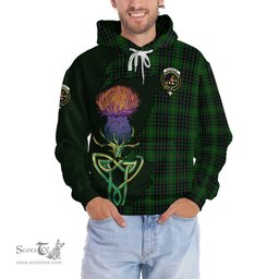 Scottish MacAulay Hunting Clan Tartan Crest with Thistle and Scotland Map Tartan Plaid Hoodie Scottish Plaid Tartan Plaid - ScotsTee - scotstee.com