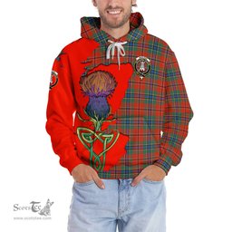 Scottish MacLean of Duart Ancient Clan Tartan Crest with Thistle and Scotland Map Tartan Plaid Hoodie Scottish Plaid Tartan Plaid - ScotsTee - scotstee.com