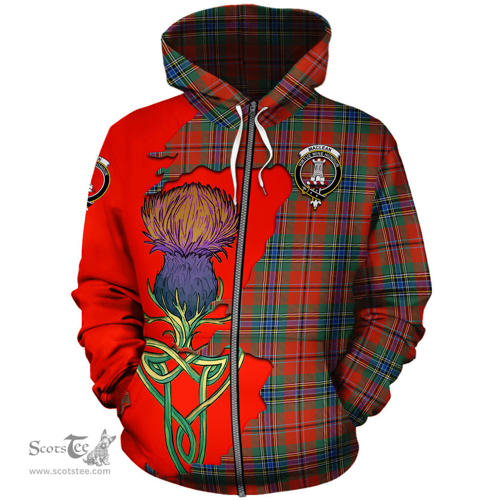 Scottish MacLean of Duart Ancient Clan Tartan Crest with Thistle and Scotland Map Tartan Plaid Hoodie Scottish Plaid Tartan Plaid - ScotsTee - scotstee.com