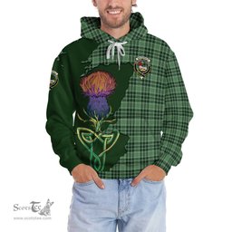 Scottish MacDonald Lord of the Isles Hunting Clan Tartan Crest with Thistle and Scotland Map Tartan Plaid Hoodie Scottish Plaid Tartan Plaid - ScotsTee - scotstee.com