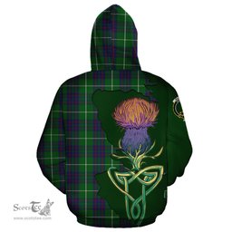 Scottish MacIntyre Hunting Clan Tartan Crest with Thistle and Scotland Map Tartan Plaid Hoodie Scottish Plaid Tartan Plaid - ScotsTee - scotstee.com