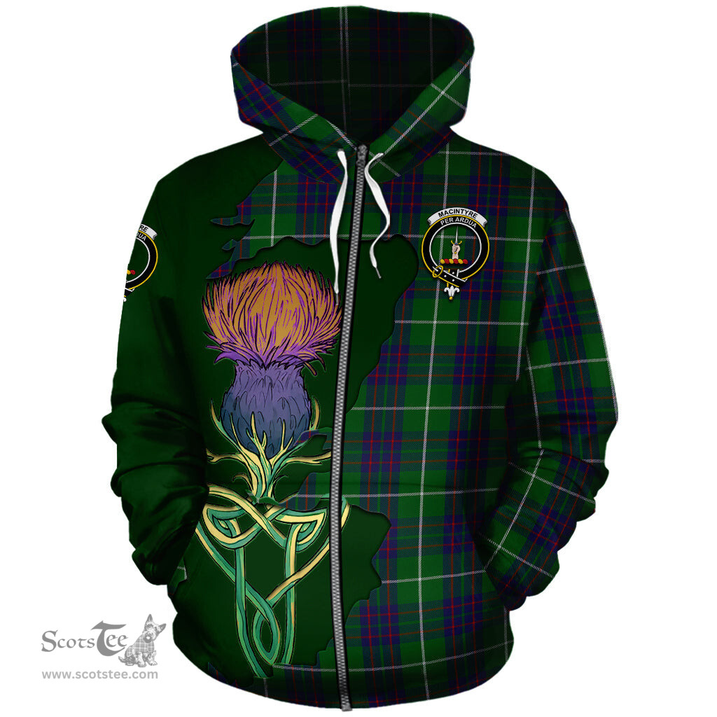 Scottish MacIntyre Hunting Clan Tartan Crest with Thistle and Scotland Map Tartan Plaid Hoodie Scottish Plaid Tartan Plaid - ScotsTee - scotstee.com