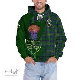 Scottish Hunter of Hunterston Clan Tartan Crest with Thistle and Scotland Map Tartan Plaid Hoodie Scottish Plaid Tartan Plaid - ScotsTee - scotstee.com
