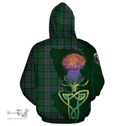 Scottish Hope Vere Clan Tartan Crest with Thistle and Scotland Map Tartan Plaid Hoodie Scottish Plaid Tartan Plaid - ScotsTee - scotstee.com
