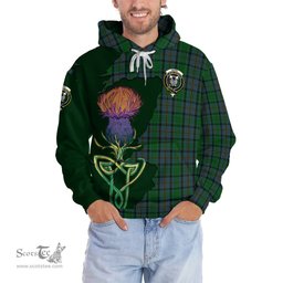 Scottish Hope Vere Clan Tartan Crest with Thistle and Scotland Map Tartan Plaid Hoodie Scottish Plaid Tartan Plaid - ScotsTee - scotstee.com