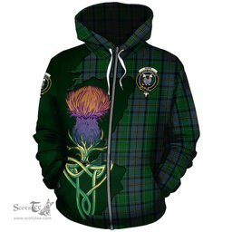 Scottish Hope Vere Clan Tartan Crest with Thistle and Scotland Map Tartan Plaid Hoodie Scottish Plaid Tartan Plaid - ScotsTee - scotstee.com