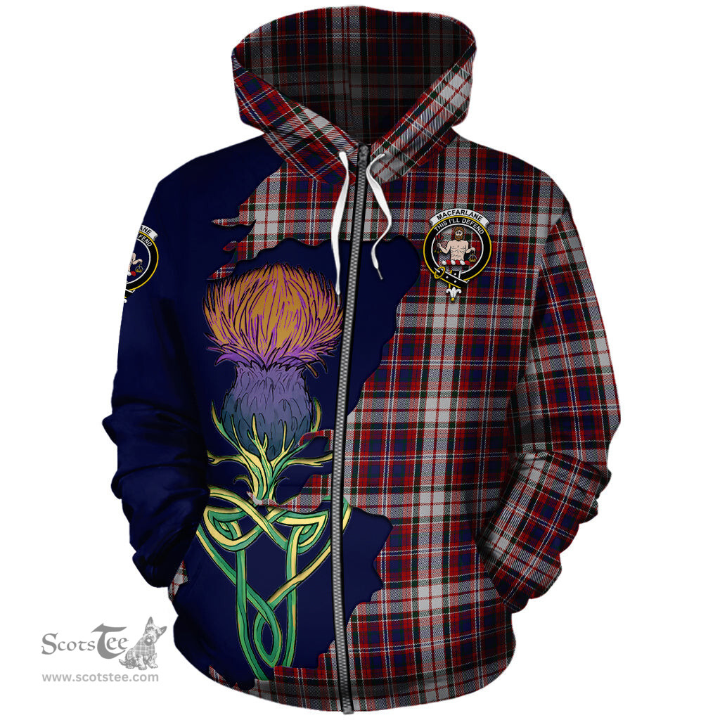 Scottish MacFarlane Dress Clan Tartan Crest with Thistle and Scotland Map Tartan Plaid Hoodie Scottish Plaid Tartan Plaid - ScotsTee - scotstee.com