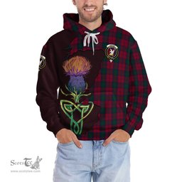 Scottish Lindsay Clan Tartan Crest with Thistle and Scotland Map Tartan Plaid Hoodie Scottish Plaid Tartan Plaid - ScotsTee - scotstee.com