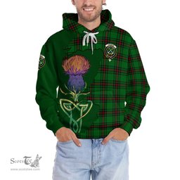 Scottish Kinnear Clan Tartan Crest with Thistle and Scotland Map Tartan Plaid Hoodie Scottish Plaid Tartan Plaid - ScotsTee - scotstee.com