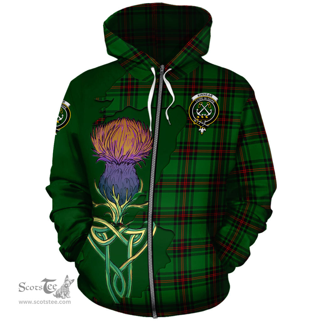 Scottish Kinnear Clan Tartan Crest with Thistle and Scotland Map Tartan Plaid Hoodie Scottish Plaid Tartan Plaid - ScotsTee - scotstee.com