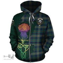 Scottish Kennedy Modern Clan Tartan Crest with Thistle and Scotland Map Tartan Plaid Hoodie Scottish Plaid Tartan Plaid - ScotsTee - scotstee.com