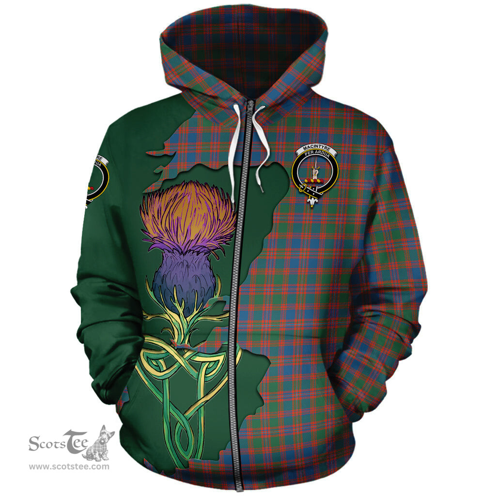 Scottish MacIntyre Ancient Clan Tartan Crest with Thistle and Scotland Map Tartan Plaid Hoodie Scottish Plaid Tartan Plaid - ScotsTee - scotstee.com