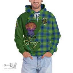 Scottish Johnston Ancient Clan Tartan Crest with Thistle and Scotland Map Tartan Plaid Hoodie Scottish Plaid Tartan Plaid - ScotsTee - scotstee.com
