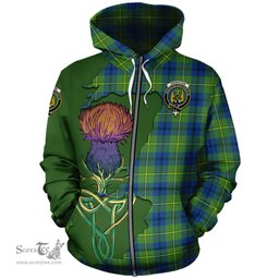 Scottish Johnston Ancient Clan Tartan Crest with Thistle and Scotland Map Tartan Plaid Hoodie Scottish Plaid Tartan Plaid - ScotsTee - scotstee.com