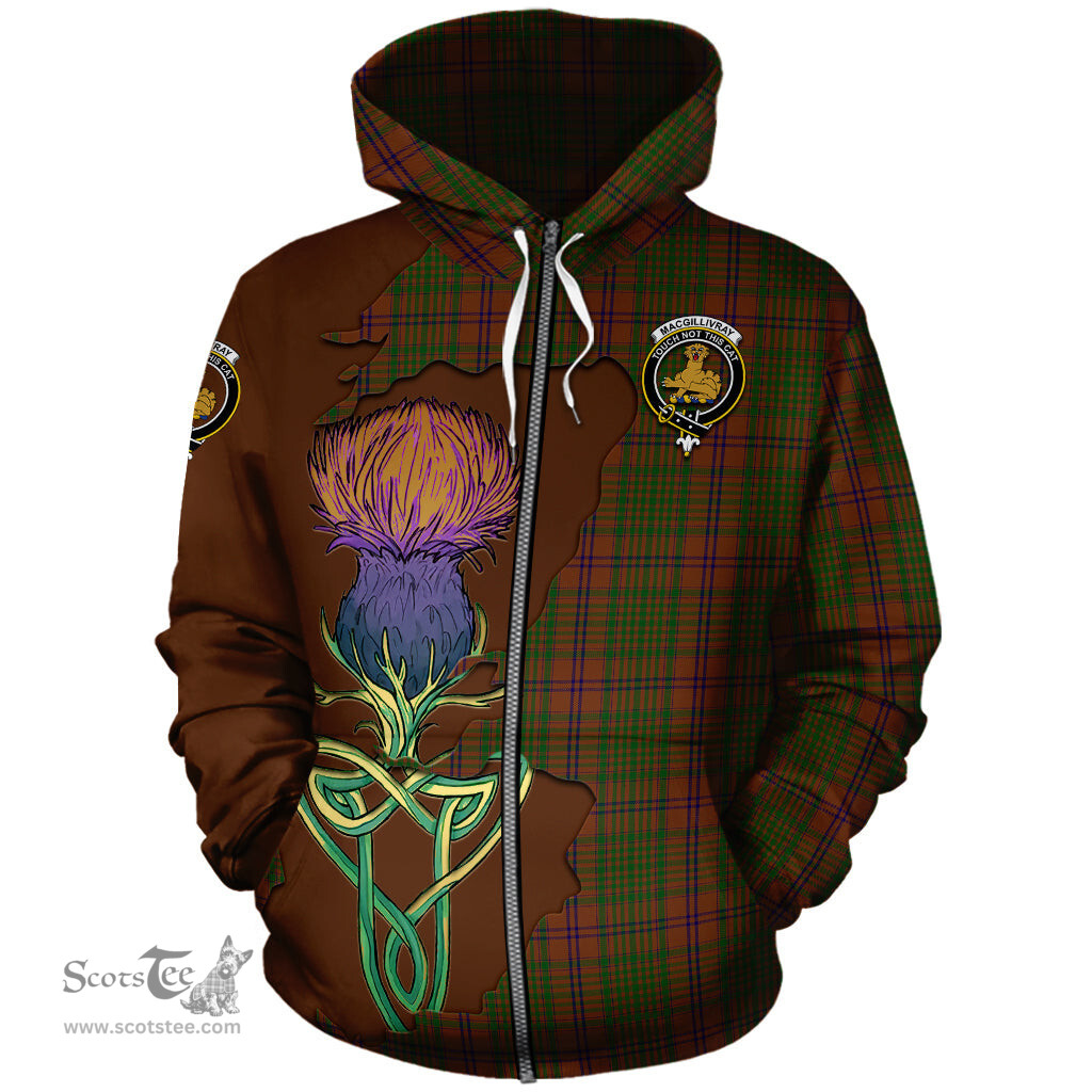 Scottish MacGillivray Hunting Clan Tartan Crest with Thistle and Scotland Map Tartan Plaid Hoodie Scottish Plaid Tartan Plaid - ScotsTee - scotstee.com