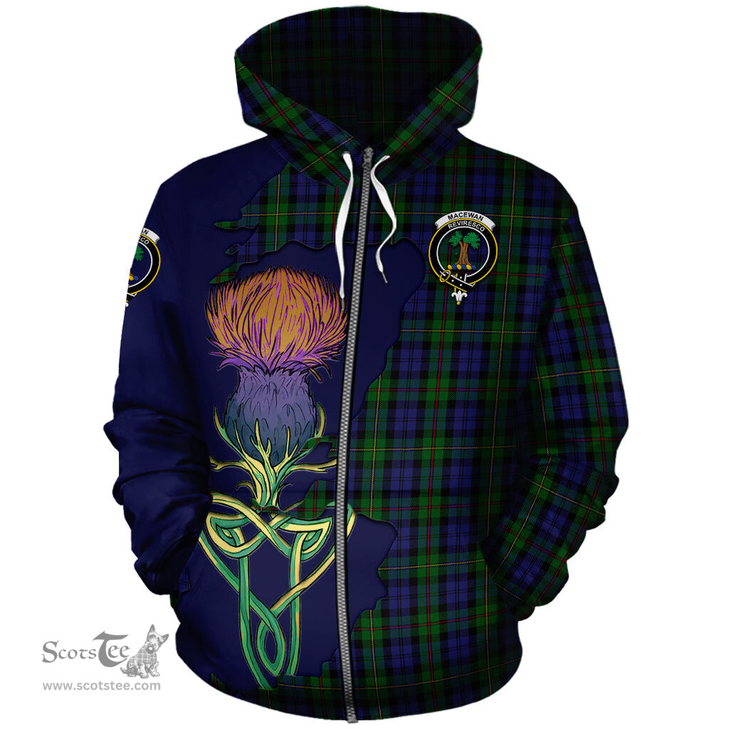 Scottish MacEwan - MacEwen Clan Tartan Crest with Thistle and Scotland Map Tartan Plaid Hoodie Scottish Plaid Tartan Plaid - ScotsTee - scotstee.com
