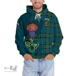 Scottish Kirkpatrick Clan Tartan Crest with Thistle and Scotland Map Tartan Plaid Hoodie Scottish Plaid Tartan Plaid - ScotsTee - scotstee.com