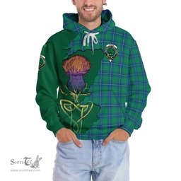 Scottish Irvine Ancient Clan Tartan Crest with Thistle and Scotland Map Tartan Plaid Hoodie Scottish Plaid Tartan Plaid - ScotsTee - scotstee.com