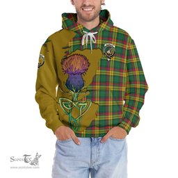 Scottish MacMillan Old Ancient Clan Tartan Crest with Thistle and Scotland Map Tartan Plaid Hoodie Scottish Plaid Tartan Plaid - ScotsTee - scotstee.com