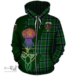 Scottish Innes Hunting Clan Tartan Crest with Thistle and Scotland Map Tartan Plaid Hoodie Scottish Plaid Tartan Plaid - ScotsTee - scotstee.com