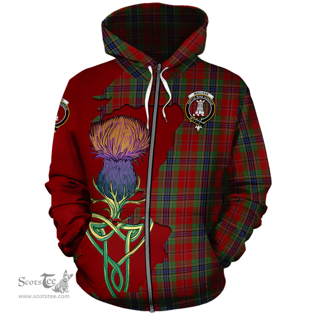 Scottish MacLean of Duart Clan Tartan Crest with Thistle and Scotland Map Tartan Plaid Hoodie Scottish Plaid Tartan Plaid - ScotsTee - scotstee.com
