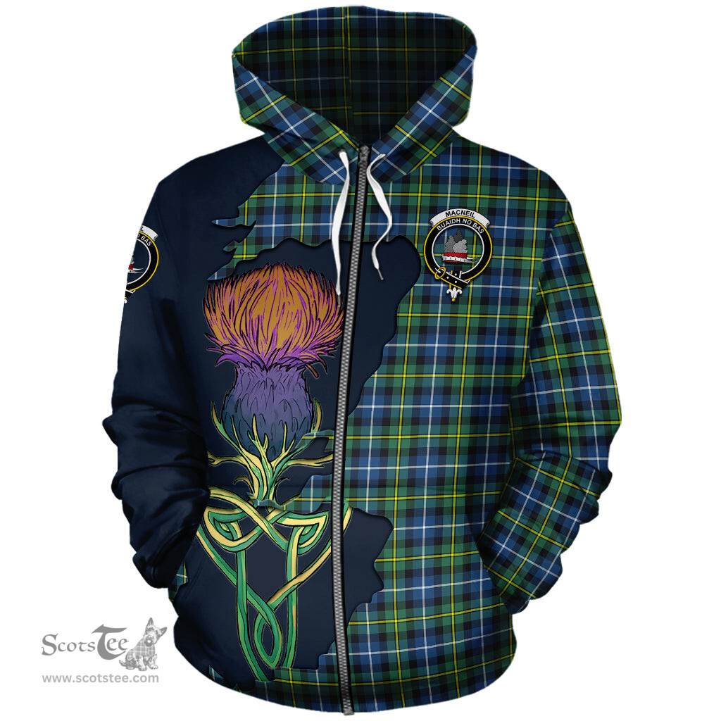 Scottish MacNeil of Barra Ancient Clan Tartan Crest with Thistle and Scotland Map Tartan Plaid Hoodie Scottish Plaid Tartan Plaid - ScotsTee - scotstee.com