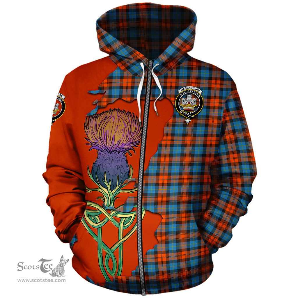 Scottish MacLachlan Ancient Clan Tartan Crest with Thistle and Scotland Map Tartan Plaid Hoodie Scottish Plaid Tartan Plaid - ScotsTee - scotstee.com