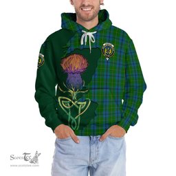 Scottish Johnston Clan Tartan Crest with Thistle and Scotland Map Tartan Plaid Hoodie Scottish Plaid Tartan Plaid - ScotsTee - scotstee.com