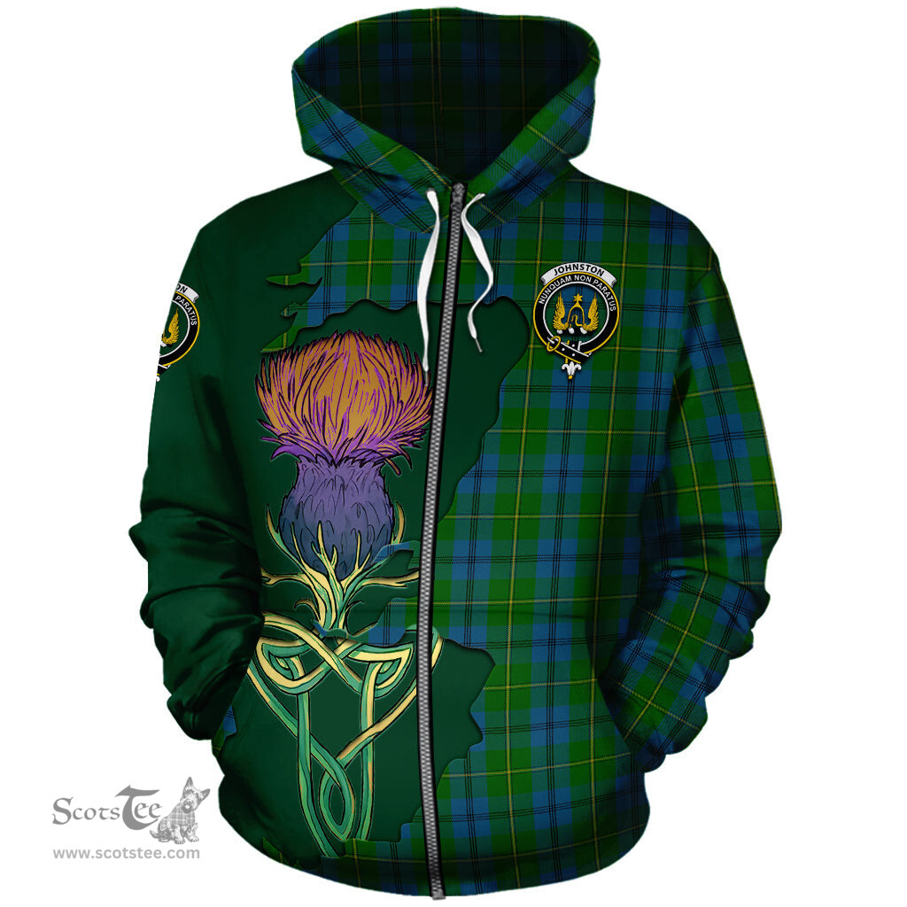 Scottish Johnston Clan Tartan Crest with Thistle and Scotland Map Tartan Plaid Hoodie Scottish Plaid Tartan Plaid - ScotsTee - scotstee.com