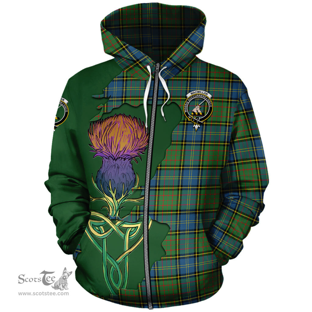 Scottish MacMillan Hunting Ancient Clan Tartan Crest with Thistle and Scotland Map Tartan Plaid Hoodie Scottish Plaid Tartan Plaid - ScotsTee - scotstee.com
