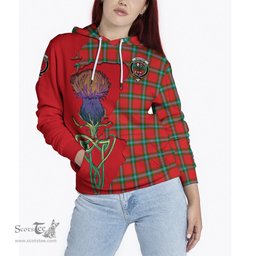 Scottish MacLaine of Loch Buie Clan Tartan Crest with Thistle and Scotland Map Tartan Plaid Hoodie Scottish Plaid Tartan Plaid - ScotsTee - scotstee.com