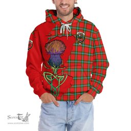 Scottish MacLaine of Loch Buie Clan Tartan Crest with Thistle and Scotland Map Tartan Plaid Hoodie Scottish Plaid Tartan Plaid - ScotsTee - scotstee.com
