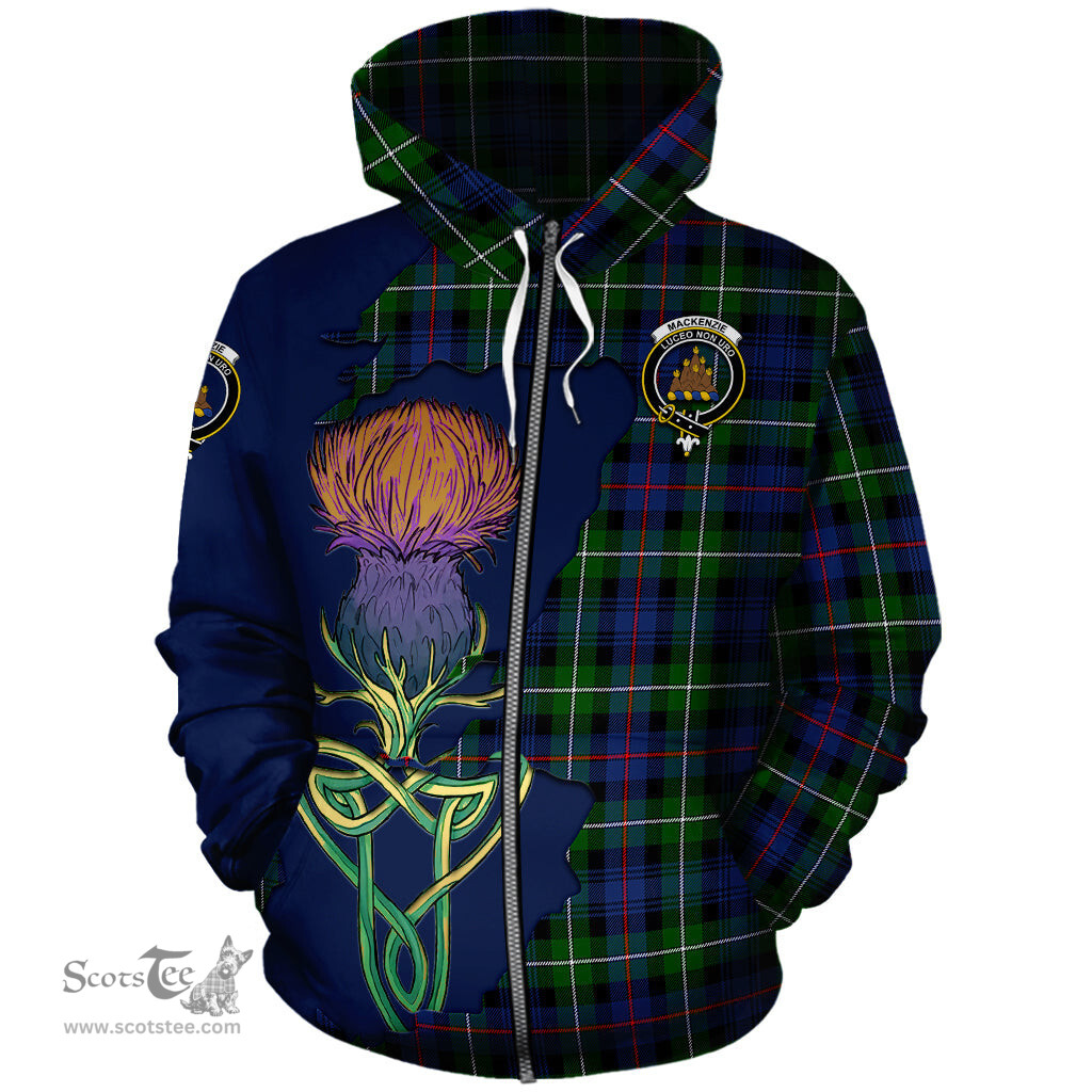Scottish MacKenzie Modern Clan Tartan Crest with Thistle and Scotland Map Tartan Plaid Hoodie Scottish Plaid Tartan Plaid - ScotsTee - scotstee.com