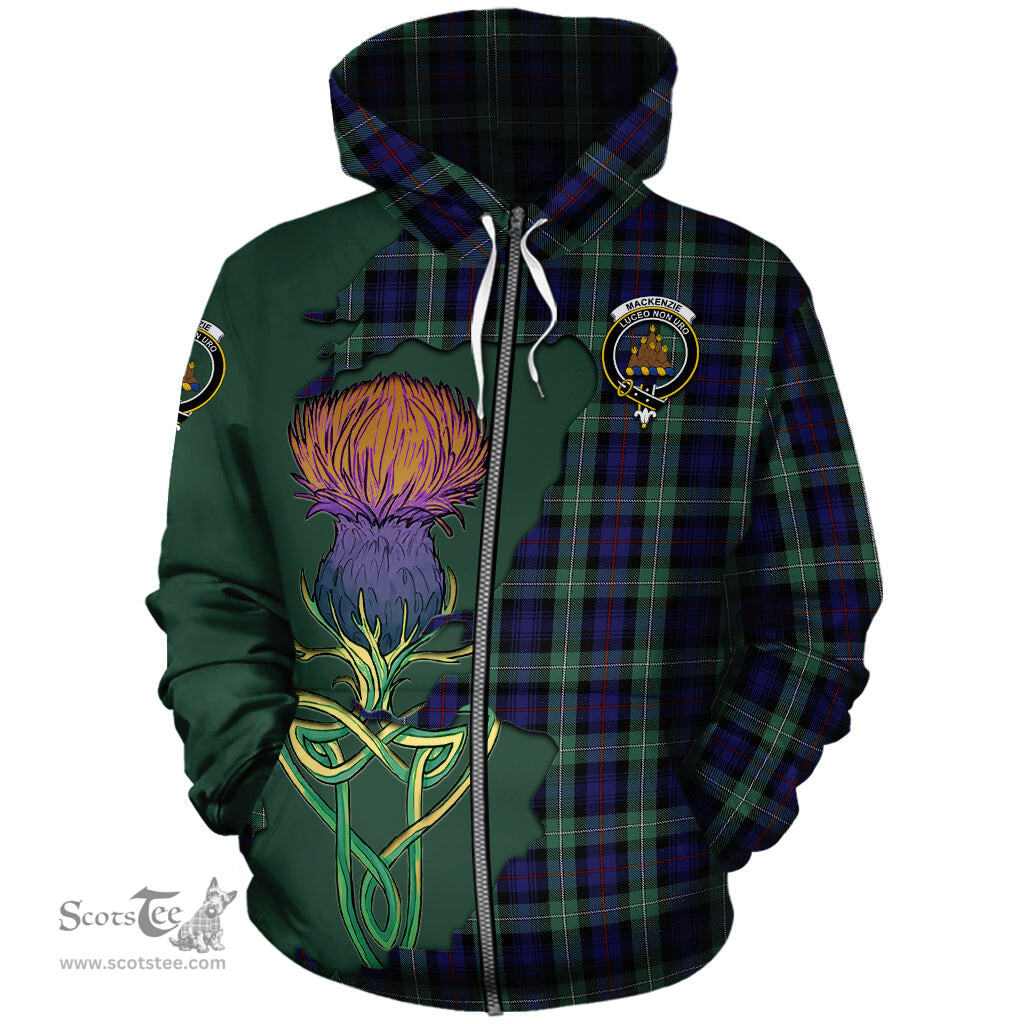 Scottish MacKenzie Hunting Green Clan Tartan Crest with Thistle and Scotland Map Tartan Plaid Hoodie Scottish Plaid Tartan Plaid - ScotsTee - scotstee.com