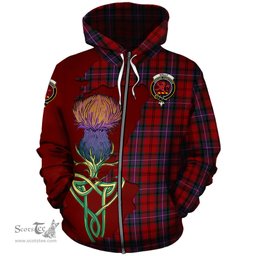 Scottish Kelly of Sleat Red Clan Tartan Crest with Thistle and Scotland Map Tartan Plaid Hoodie Scottish Plaid Tartan Plaid - ScotsTee - scotstee.com