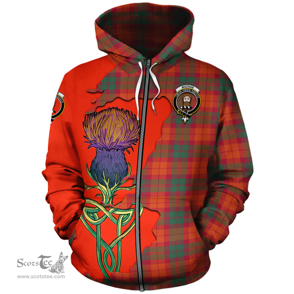 Scottish MacNab Ancient Clan Tartan Crest with Thistle and Scotland Map Tartan Plaid Hoodie Scottish Plaid Tartan Plaid - ScotsTee - scotstee.com
